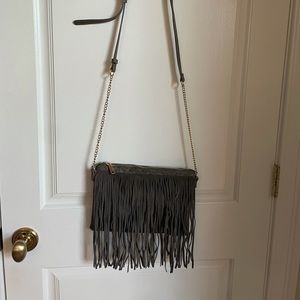 Gray Fringe Purse